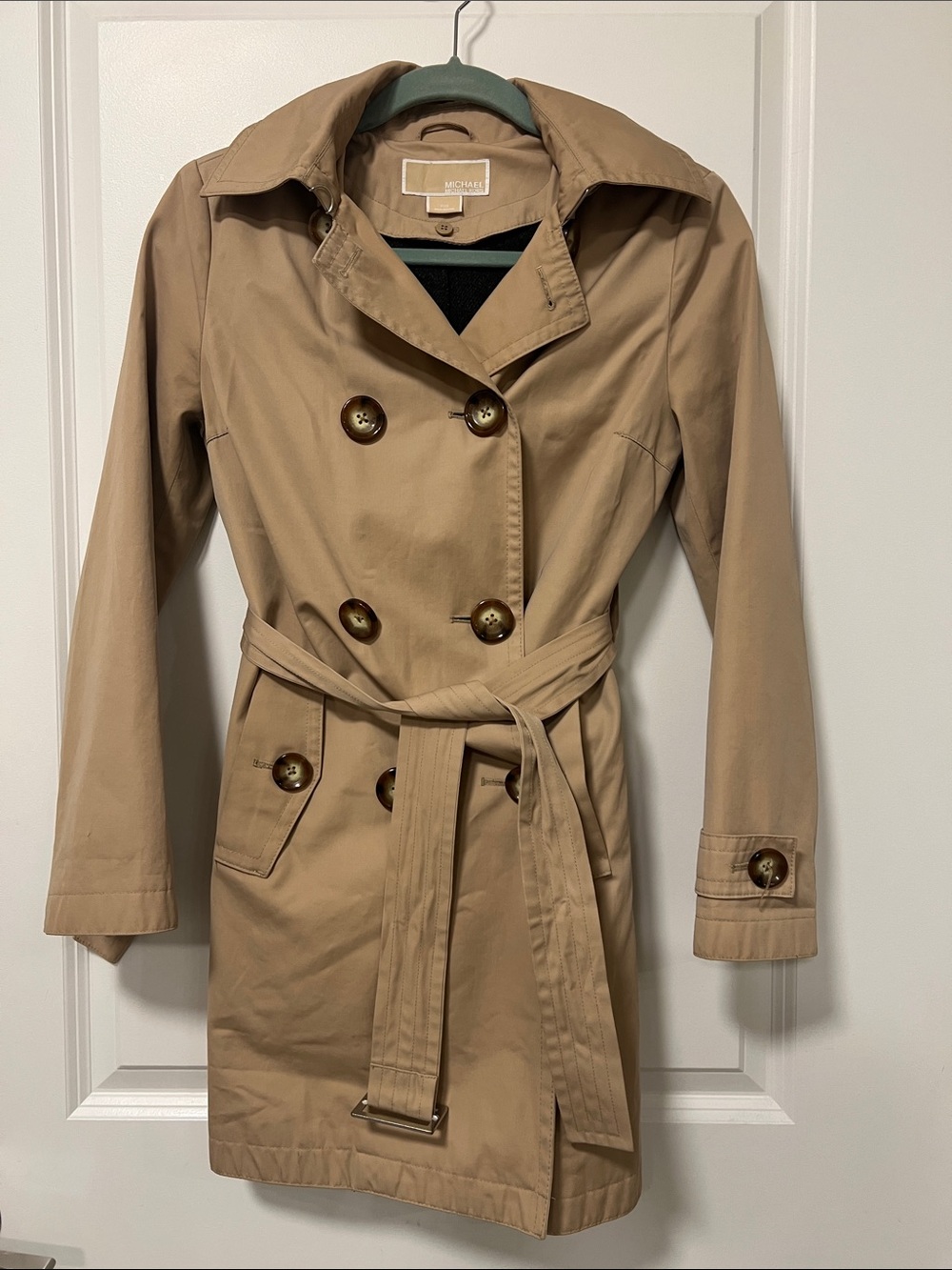 Michael Kors Double Breasted Trench Coat with Belt & Hood